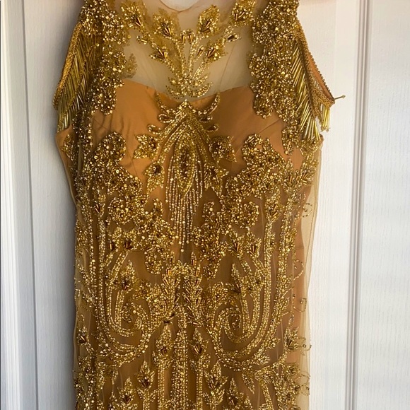 BEADED FORMAL EVENING WEDDING PROM RECEPTION DRESS